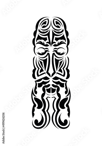 Mask in traditional tribal style. Tattoo patterns. Isolated. Vetcor.