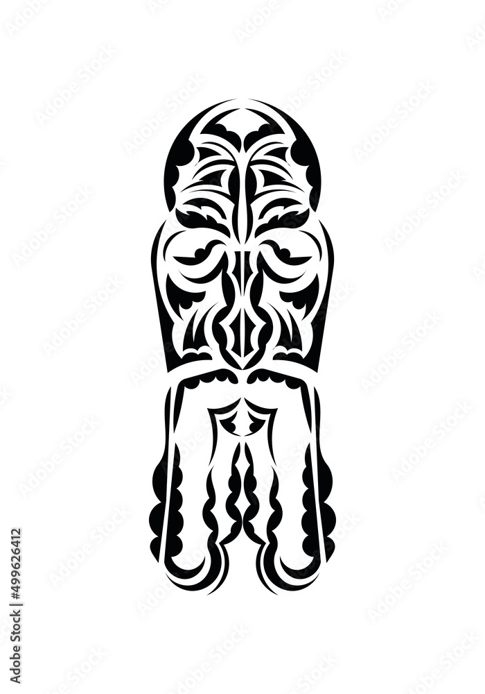 Mask in traditional tribal style. Black tattoo patterns. Isolated. Vector illustration. Mask in traditional tribal style. Black tattoo patterns. Isolated. Vector illustration.