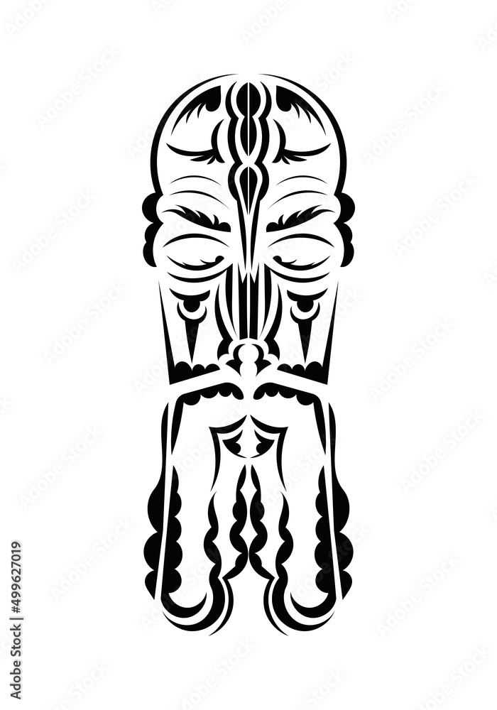 Face in traditional tribal style. Tattoo patterns. Isolated on white background. Vector illustration. Face in traditional tribal style. Tattoo patterns. Isolated on white background. Vector illustration.