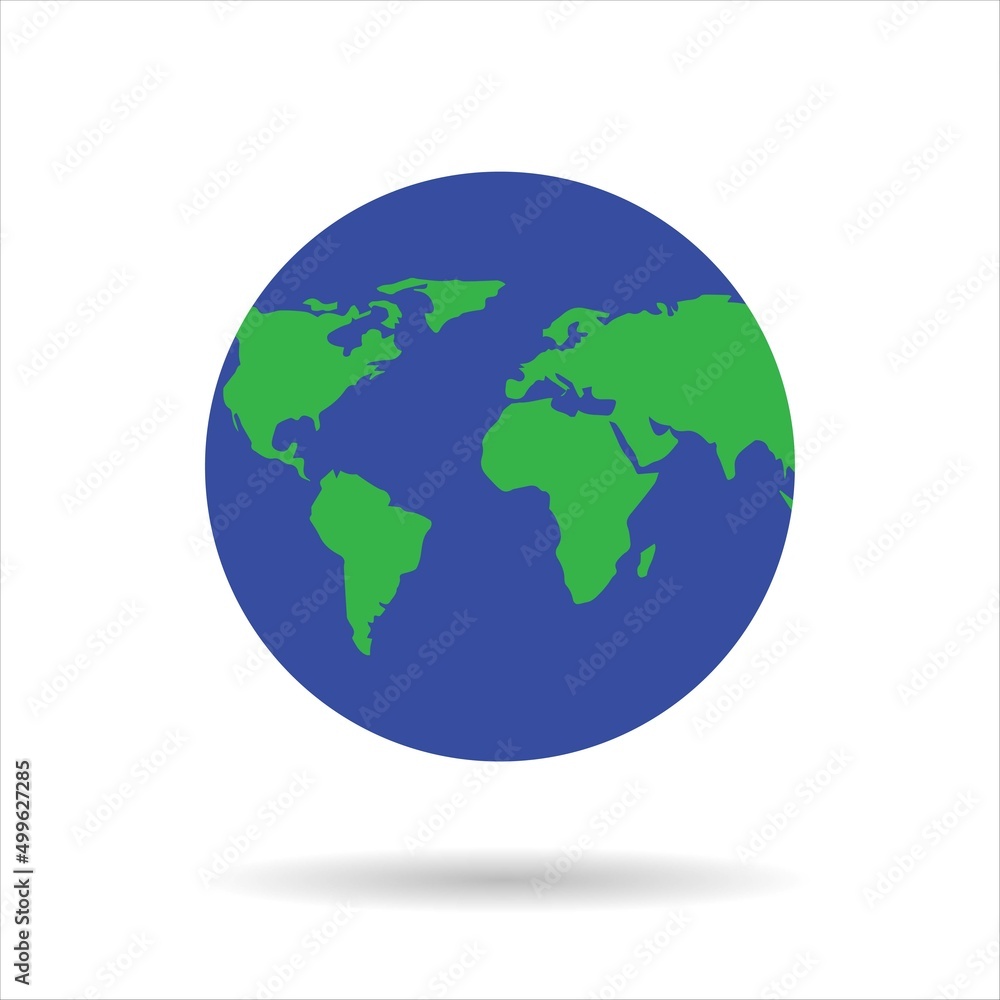 PrintVector planet Earth icon. Flat planet Earth icon. Flat design vector illustration for web banner, web and mobile, infographics. Vector Earth icon graphic.