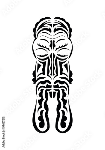 Face in traditional tribal style. Black tattoo patterns. Flat style. Vetcor.