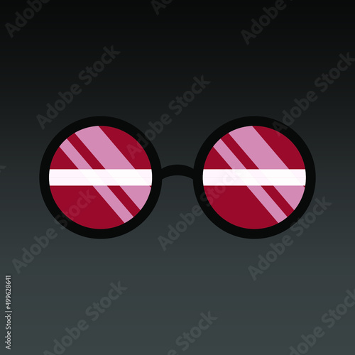 Latvia. Glasses with a flag on a dark background. Vector color image.