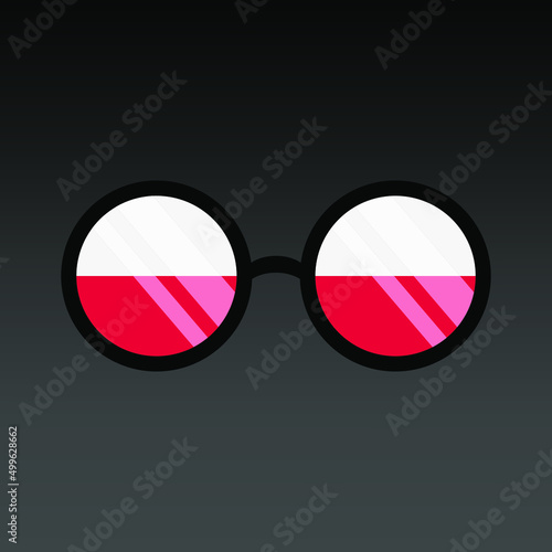 Poland.Glasses with a flag on a dark background. Vector color image.
