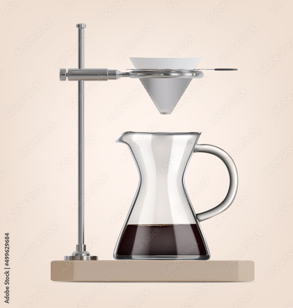 Realistic Detailed 3d Glass Pour-over Coffee Maker. Vector illustration Realistic Detailed 3d Glass Pour-over Coffee Maker. Vector illustration