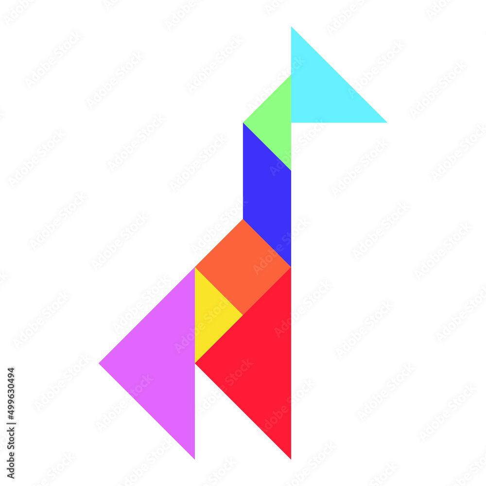 Color tangram puzzle in giraffe shape on white background Color tangram puzzle in giraffe shape on white background
