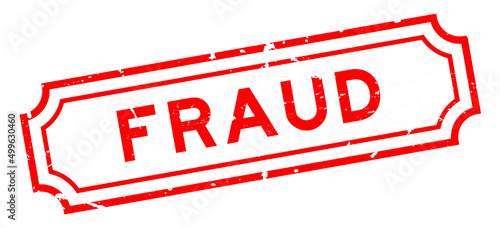 Grunge red fraud word rubber seal stamp on white background