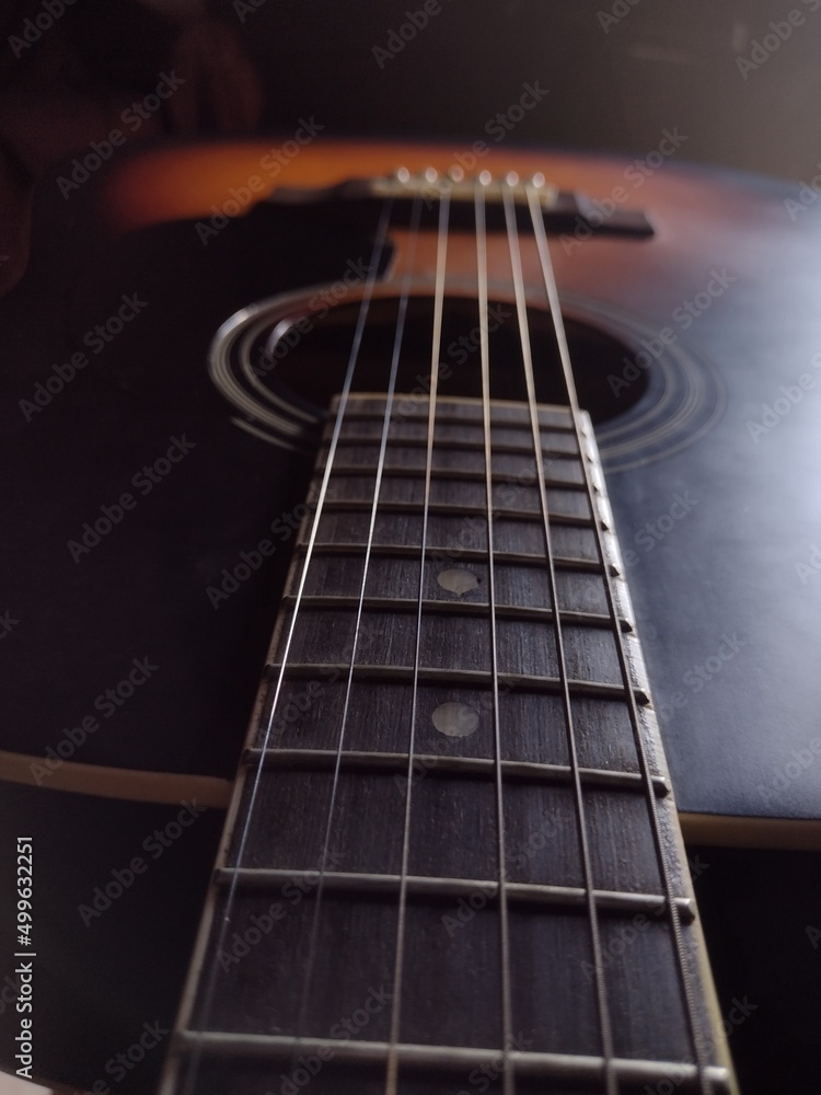 Obraz premium acoustic guitar close up