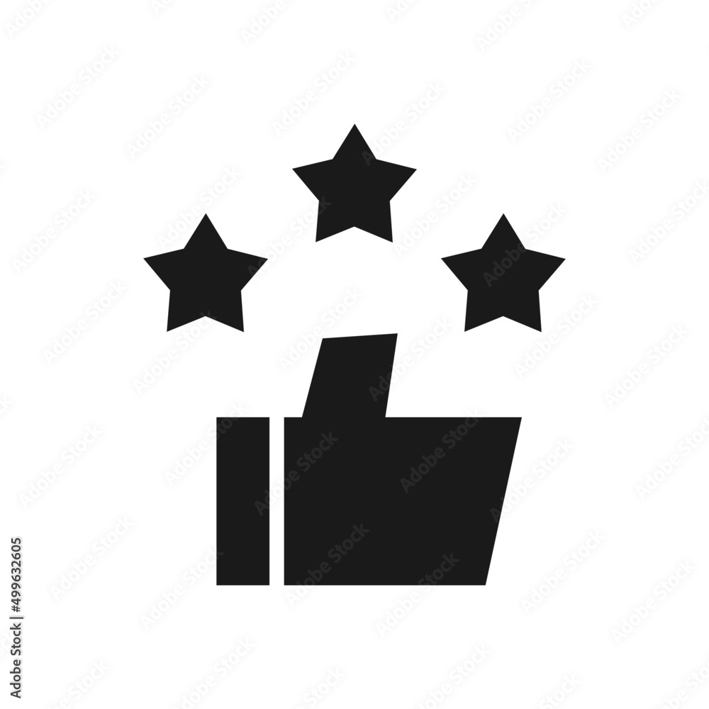 thumbs up icon with star for a good review concept. customer satisfaction thumbs up icon with star for a good review concept. customer satisfaction