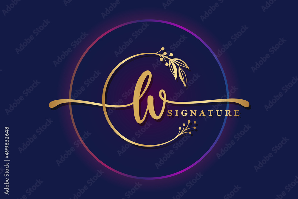 luxury signature logo design initial LV. Handwriting vector logo design  illustration image Stock Vector