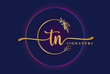 luxury signature logo design initial TN. Handwriting vector logo design illustration image