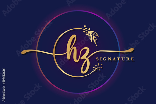 luxury signature logo design initial HZ. Handwriting vector logo design illustration image photo