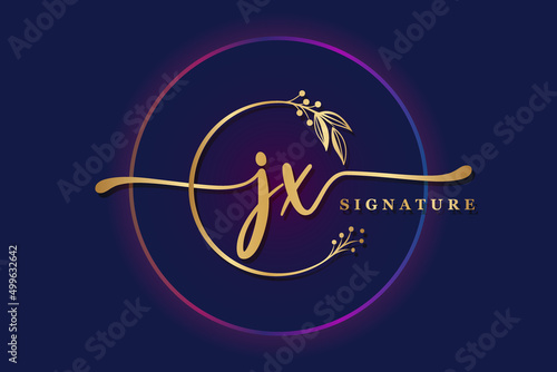 luxury signature logo design initial JX. Handwriting vector logo design illustration image photo