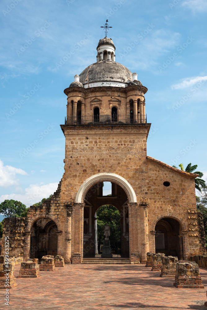 facade of ruins of the historic temple in the villa del rosario in the city of Cúcuta. Colombia .