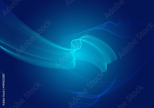 Hi-tech Futuristic Science, Big Data Analytics, Digital Network Concept, Wavy Abstract Background