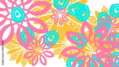 Fantasy messy doodle geometric shapes background. Abstract card  layout.