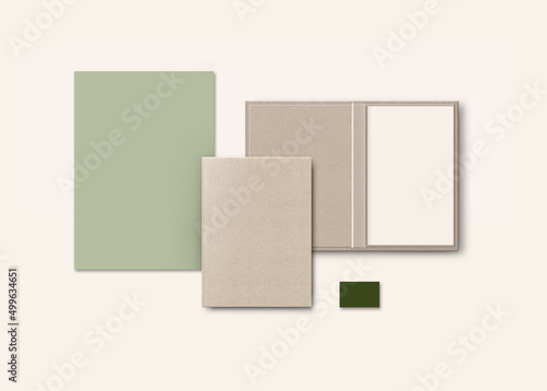 Organic pastel restaurant menus from top beige and green