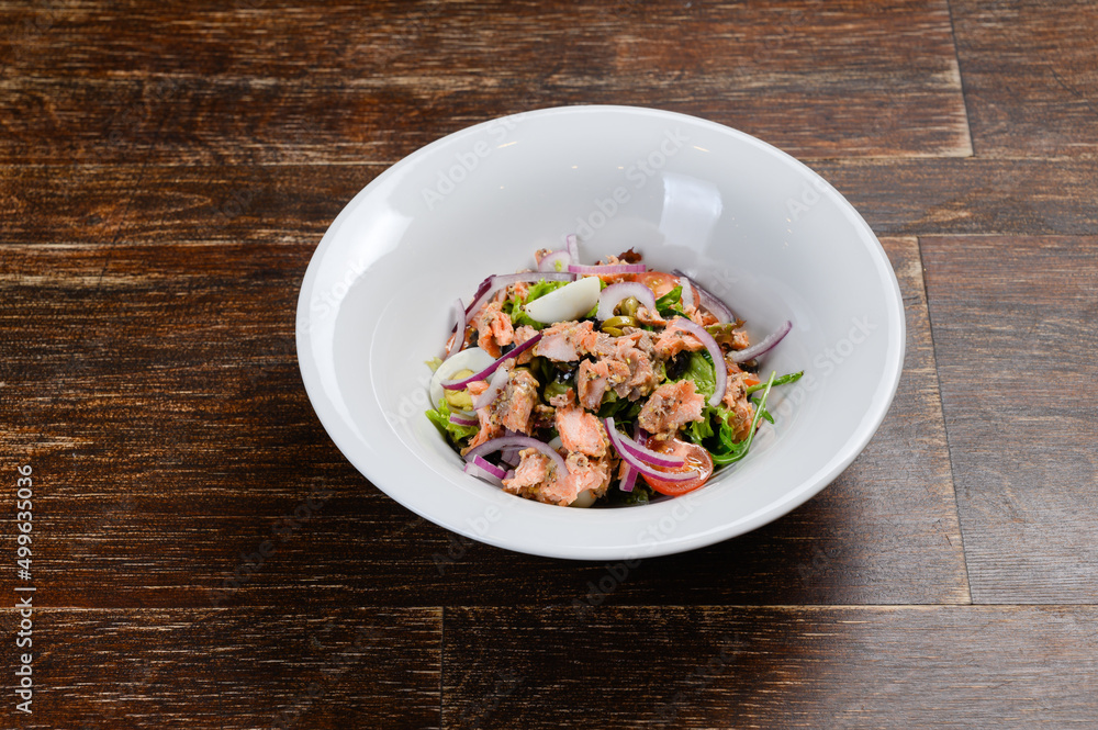 fresh salad with fish onion and egg fresh salad with fish onion and egg
