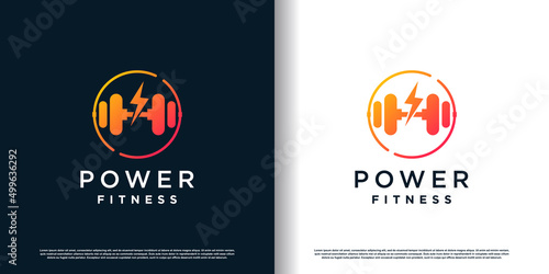 Fitness logo design vector with creative element concept