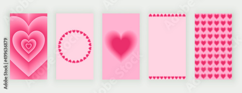 Pink retro love design with hearts for social media stories
