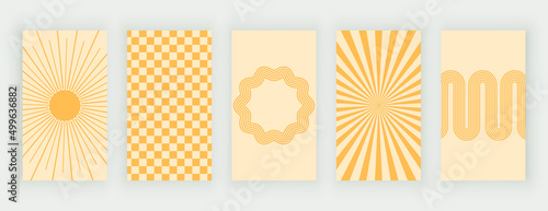 Yellow retro backgrounds for social media stories 
