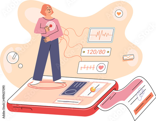 Online medical consultation and support metaphor. Online doctor. Healthcare services, Ask doctor. Tele medicine e-health service. Therapist videocalling phone screen. Diagnosis treatment of patients