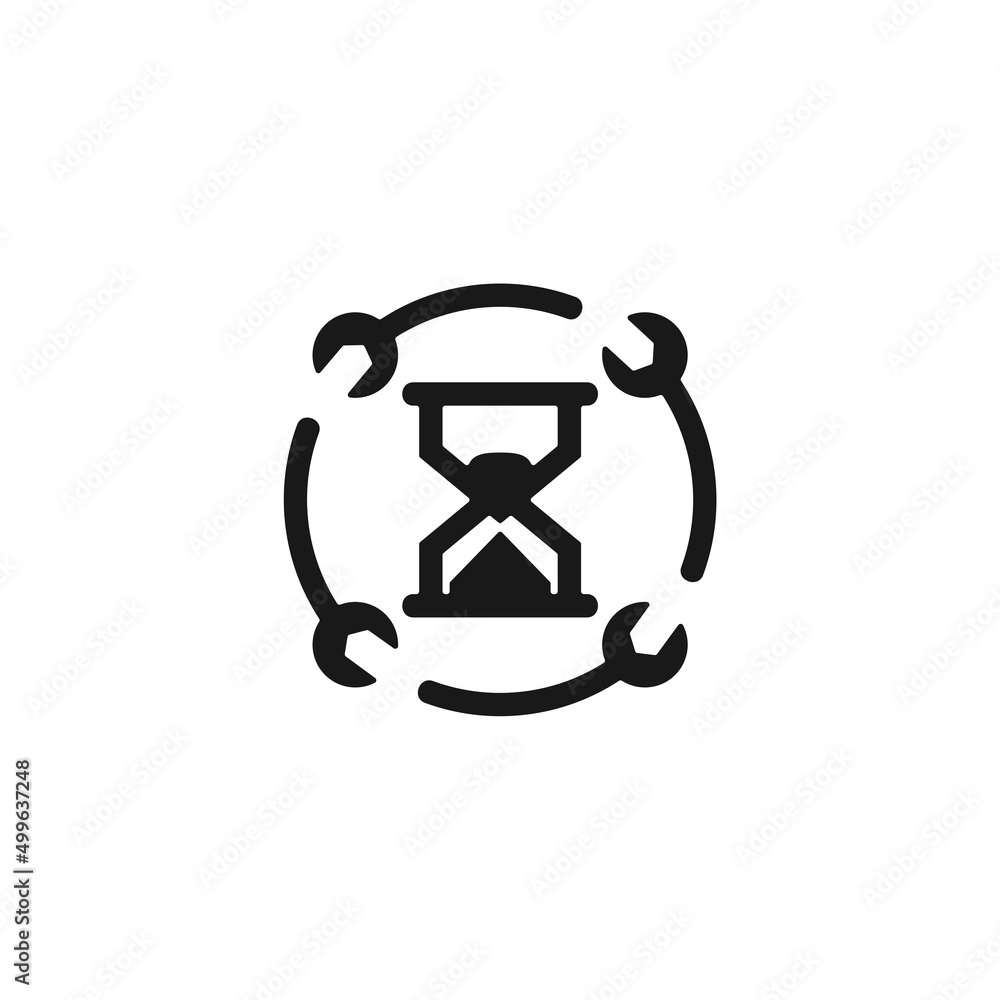 Waiting repair time icon isolated on white background Waiting repair time icon isolated on white background