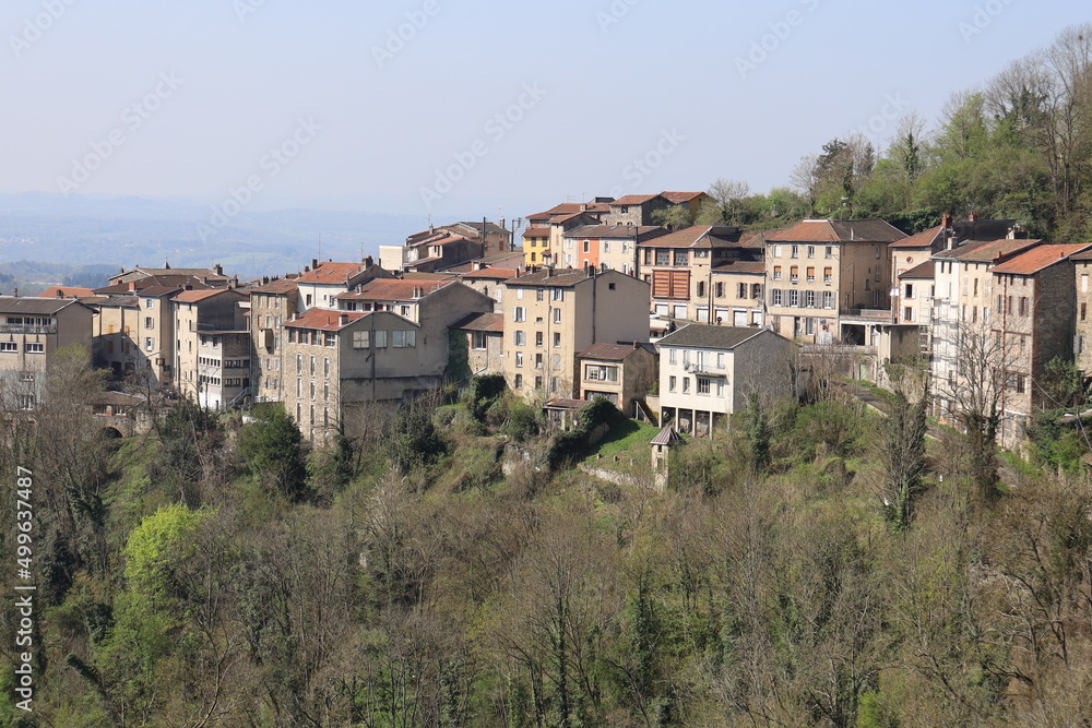 Vue d'ensemble du village de Thiers, ville de Thiers, département du Puy de Dome, France