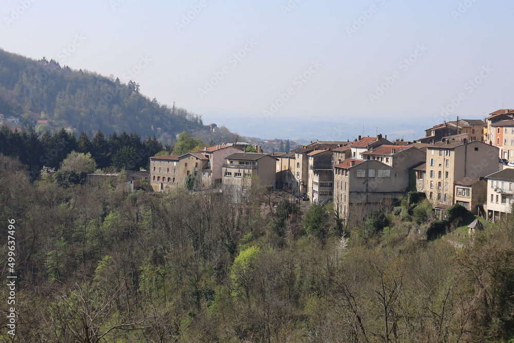Vue d'ensemble du village de Thiers, ville de Thiers, département du Puy de Dome, France