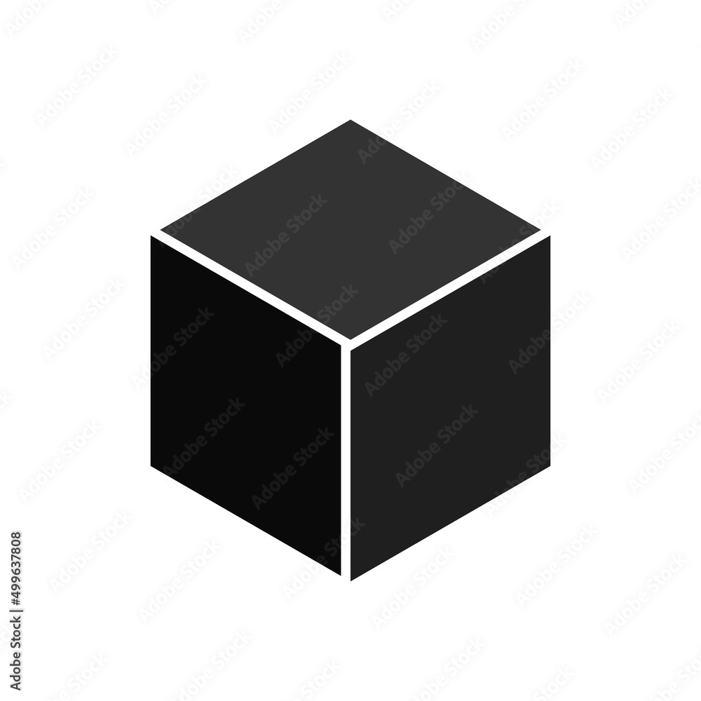 3d cube. Cubic icon. Black isometric cube. Cubic isolated on white background. Box symbol. Block design logo. Package for product. Vector 3d cube. Cubic icon. Black isometric cube. Cubic isolated on white background. Box symbol. Block design logo. Package for product. Vector