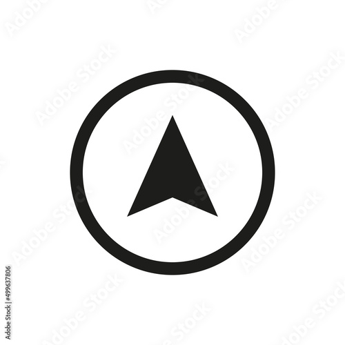 Arrow map direction. Compass icon isolated on white background. Compass icon with arrow of direction. Symbol of north, south, west and east. Simple graphic sign for gps and location. Vector