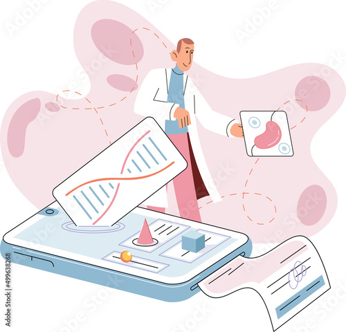 Online medical consultation and support metaphor. Online doctor. Healthcare services, Ask doctor. Tele medicine e-health service. Therapist videocalling phone screen. Diagnosis treatment of patients