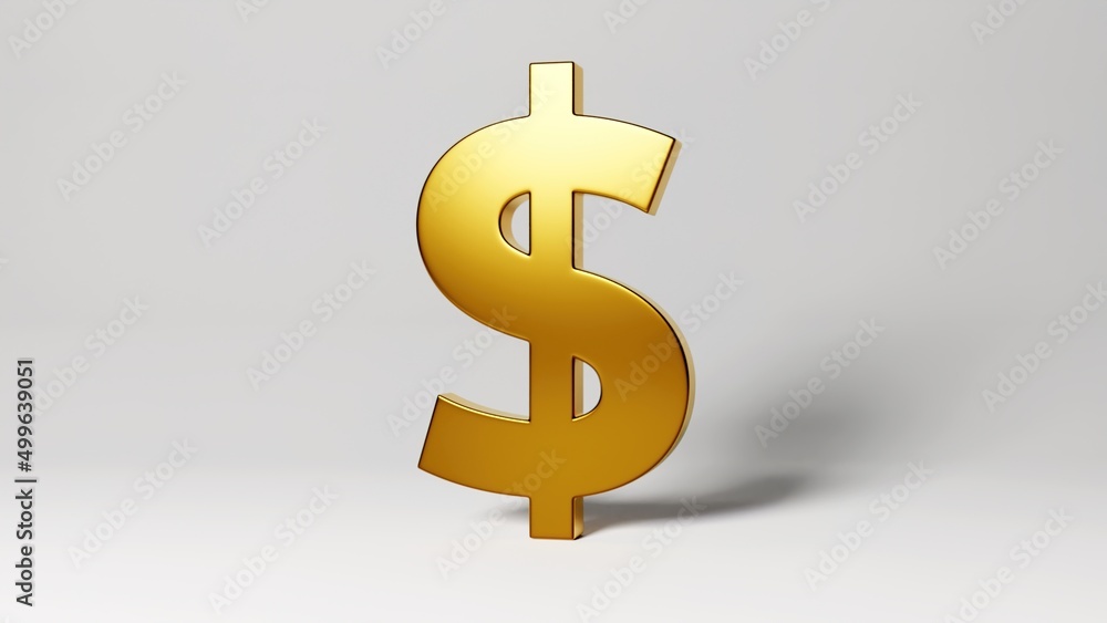Large gold dollar sign on a white background, 3d render Large gold dollar sign on a white background, 3d render