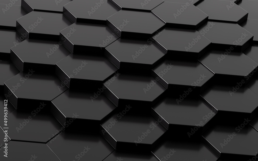 Black hexagonal background, 3d rendering. Black hexagonal background, 3d rendering.