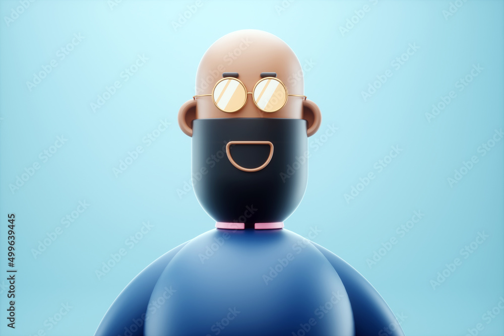 Unusual 3d illustration, creative cartoon character. Modern design, magazine style. 3D render, 3D illustration. Unusual 3d illustration, creative cartoon character. Modern design, magazine style. 3D render, 3D illustration.