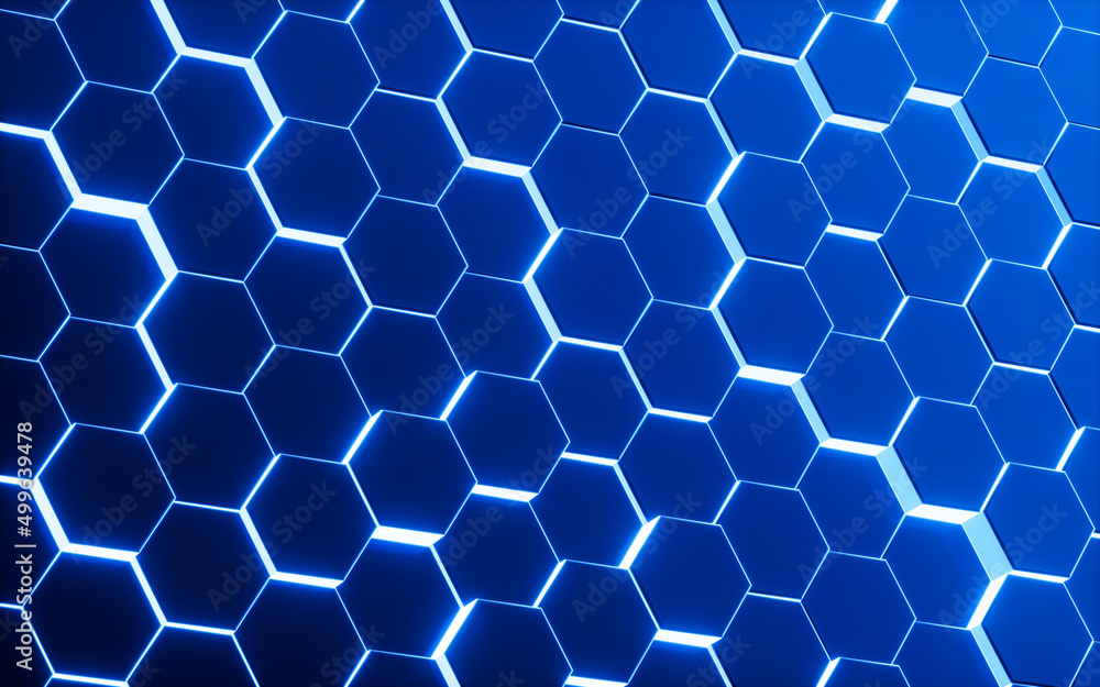 Glowing hexagonal background, 3d rendering. Glowing hexagonal background, 3d rendering.