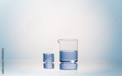 Glass and ice, 3d rendering.