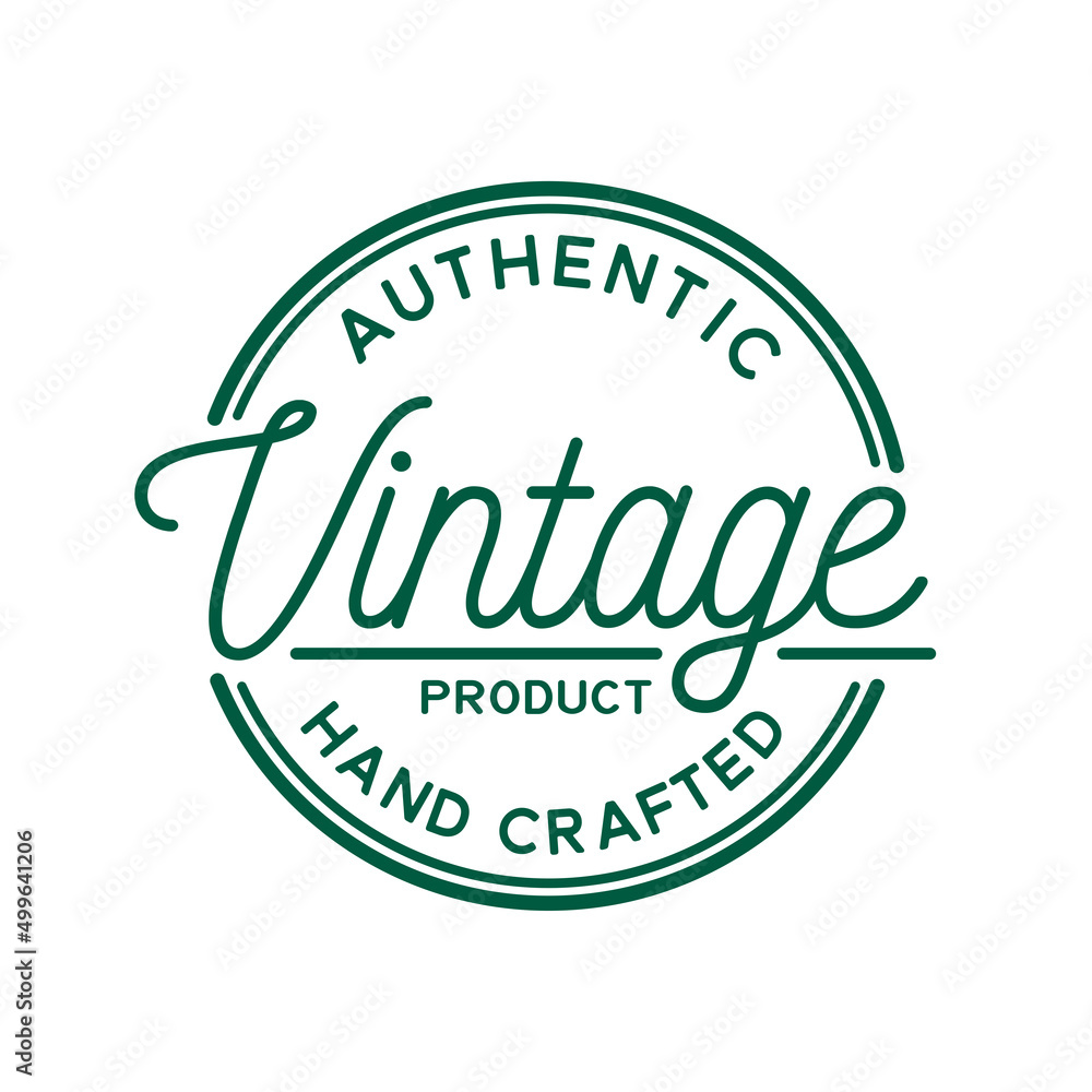 Authentic Vintage Product Design Template. Hand Crafted Stamp Design Logo. Vector and Illustration.
