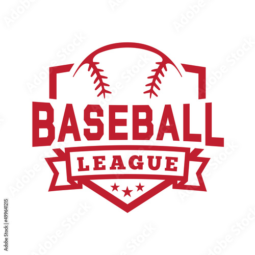 Baseball league shield emblem. Graphic design for t-shirt. Vector and illustration.
