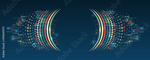 Processing sorting data fragmentation. Business analytics. The flow of information in the form of waves and particles. Visualization of a large amount of data. Abstract transformation of information.