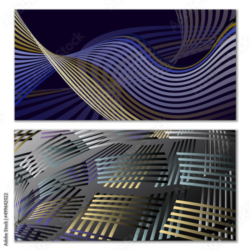 Fototapeta Naklejka Na Ścianę i Meble -  Wavy lines or ribbons. Multicolored striped gradient. Creative unusual background with abstract gradient wave lines for creating trendy banner, poster. Vector eps