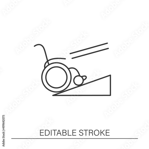  Wheelchair ramp line icon. Platform for disability people. Accessible city concept. Isolated vector illustration. Editable stroke
