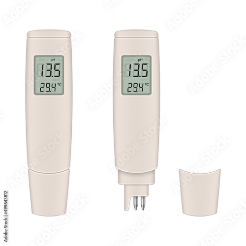 Portable water tester. The device for the analysis of water quality. Vector illustration.