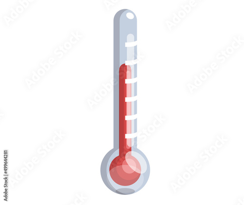 Thermometer outdoor illustration celsius fahrenheit indicators on measurement scale. Hot temperature icon isolated on white shows air and water temperature, medical and meteorological instrument