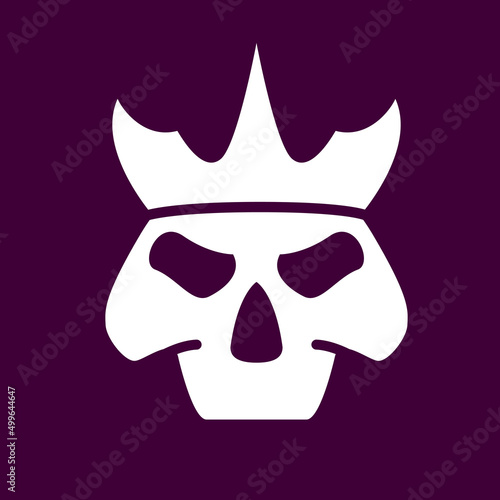 Dead head coronation.Dead king skull and crown.Mascot logo.Isolated on white background. Vector flat illustration. © dukesn