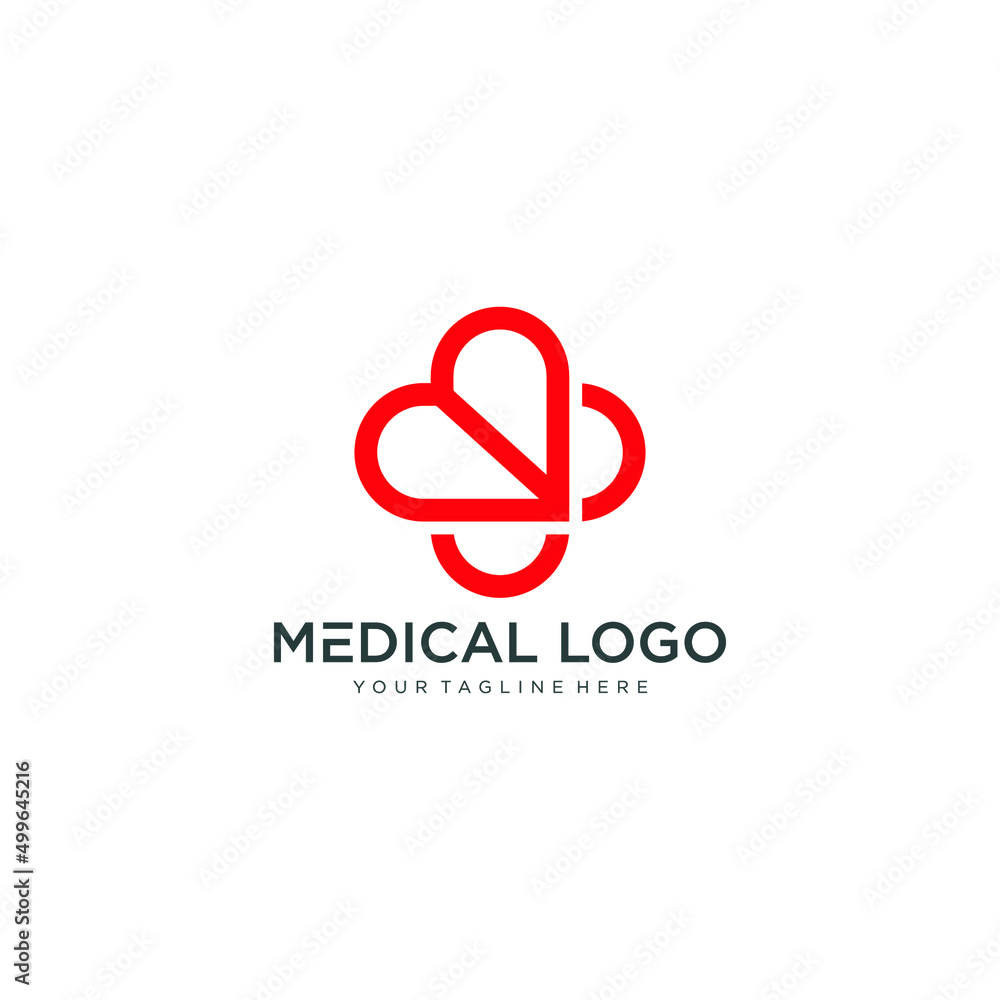 Medical health-care vector love logo design