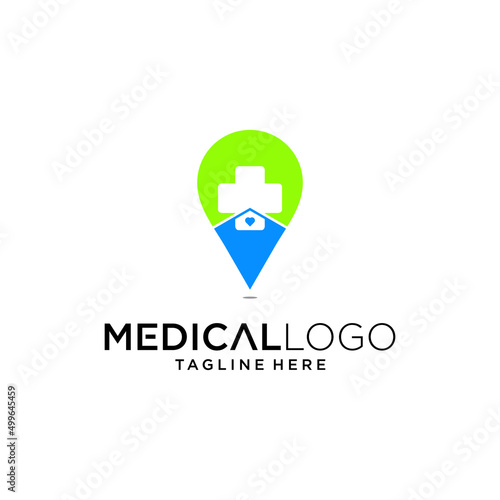 Medical pharmacy logo design vector location