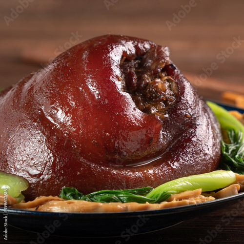 Canvas Print Taiwanese braised pork hock food in a plate.