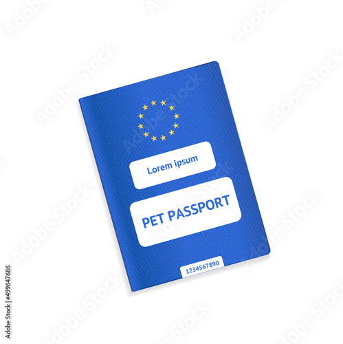 Realistic Detailed 3d Pet Passport . Vector