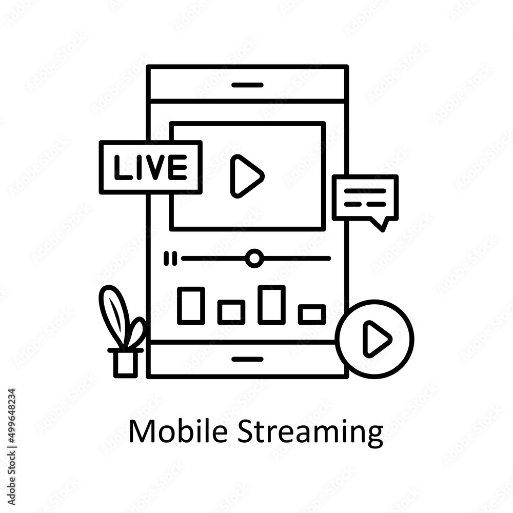 Mobile Streaming vector Outline Icon Design illustration. Mobile Marketing Symbol on White background EPS 10 Mobile Streaming vector Outline Icon Design illustration. Mobile Marketing Symbol on White background EPS 10