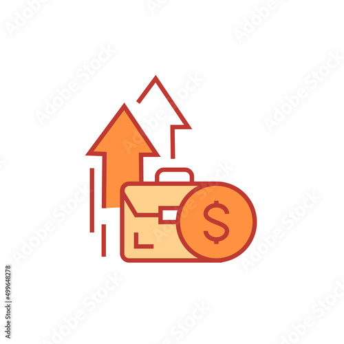Financial profit increase icon. Growth investment vector illustration. Isolated contour of orthopedic material on white background. Editable stroke.